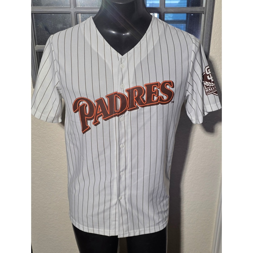 San Diego Padres Benito Santiago 9 Pinstripe Baseball Jersey Small White Brown